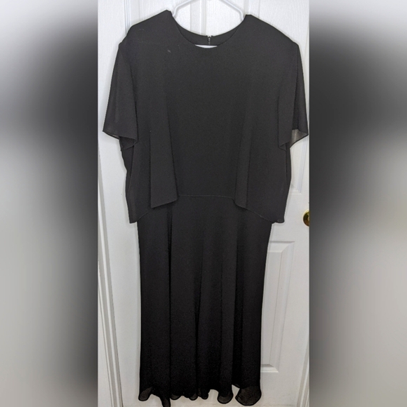 Vintage Caron Chicago Women's Black Gauzy Cocktail Party Dress Size 18 Short Slv - Picture 1 of 4